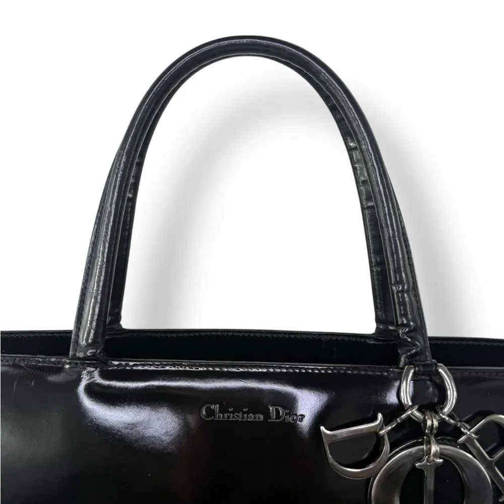 Christian DIOR Black Leather Lady D Tote